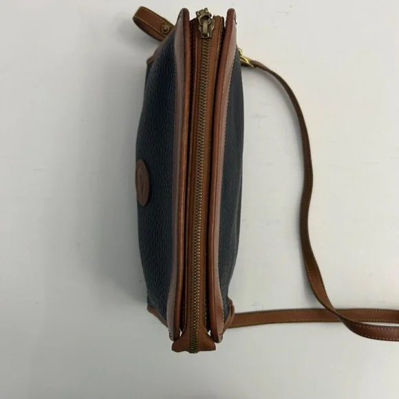 Vintage Dooney & Bourke All Weather Leather Crossbody/Satchel in Dk Blue/Tan - Picture 11 of 16